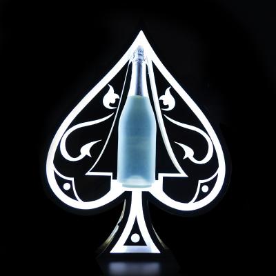 China Customized Heart Led Light Shape Acrylic Plastic Rechargeable Champagne Whiskey Liquor LED Bottle Display Stand for sale