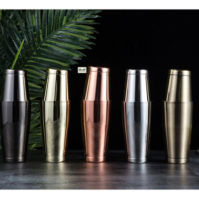 China Bartender's Custom Fancy Cocktail Stocked Shaker Cup Stainless Steel Boston Set for sale