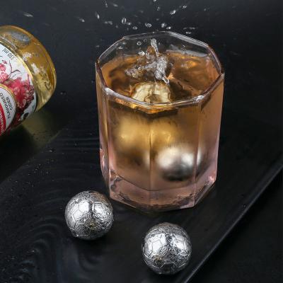 China Factory Wholesale Stocked Stainless Steel Wine Cooling Whiskey Round Shape Sliver Gold Ice Cubes for sale