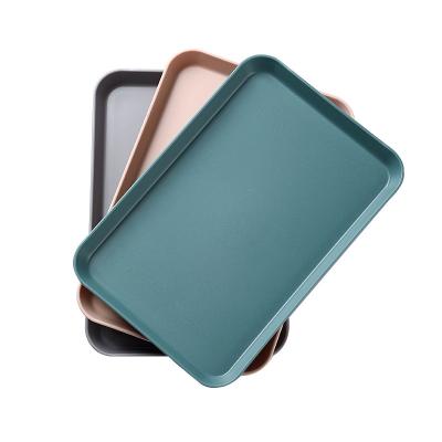 China Hot sale viable OEM wholesale cheap barware rectangle shape custom color food grade fruit food plastic anti-slip serving tray for sale