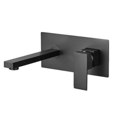 China Viable Hot Selling Watermark Matt Black Brass Square Wall Mounted Basin Faucet Sink Faucet for sale