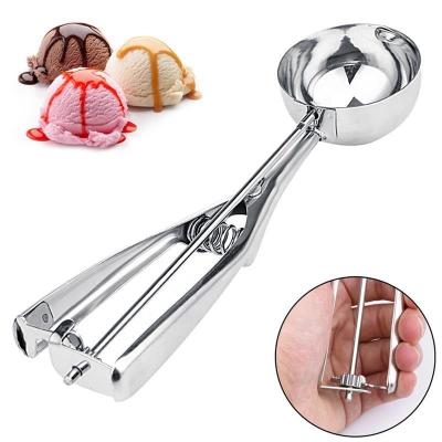 China Wholesale Viable Non Stick Metal Ice Cream Scoop Stainless Steel Cookie Squeeze Ice Cream Scoop for sale