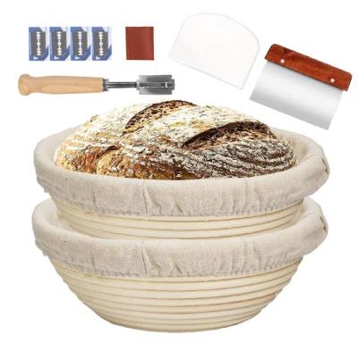 China 2 Packs Viable 9 Inch Bread Proofing Basket For Bread Reducing Scraper Tool Starter Pot Proofing Box for sale