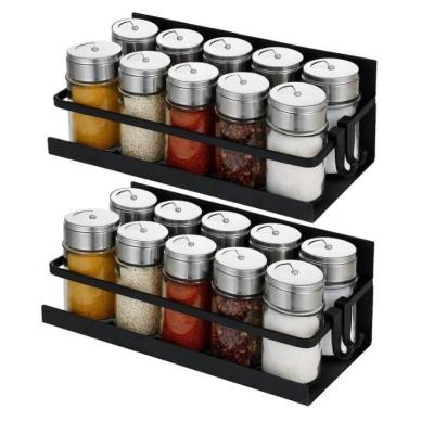 China NO Magnetic Spice Rack 2 Packs Magnetic Shelf Fridge Organizer with Hooks for Kitchen Spice Jars for sale