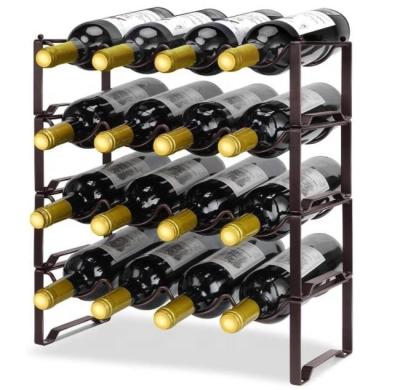 China 4 Tier Stackable Wine Rack Does Not Stand Free Bottles Wines Metal Rack Wine Holder Organizer for sale