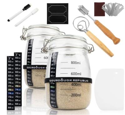 China 2 Pcs Disposable 34 oz Home Brew Sourdough Starter Jar Kit for Sourdough Starter for sale