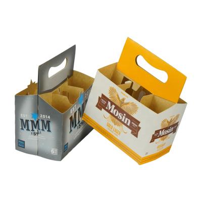 China Hot Selling Custom Plain Recyclable Recycled Corrugated Kraft Paper Box Carrying 6 Pack Wine Beer Bottle Carrier Rack for sale