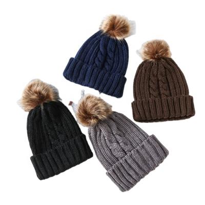 China Real Factory Made COMMON Fur Pom Ladies Winter Hat Knit Beanie Hat With Pom Pom Hot Selling for sale