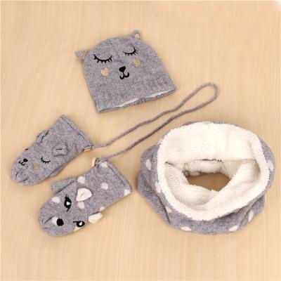 China Winter Thick Warm Cute Custom Kids Children Fashion Knit Hat Gloves And Scarf Set for sale