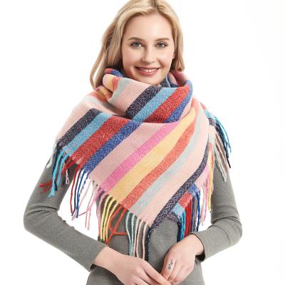 China Classic Unisex Picture Scarf Striped Soft And Cozy Square Scarf Hijap Shawl As Good Gifts For Friends for sale