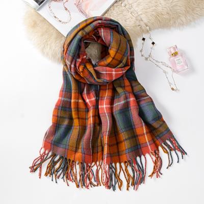 China Factory Direct Wholesale China Acrylic Lattice Women Winter Plaid Scarf for sale