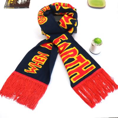 China Autumn Winter 100% Spring Football Fan Cashmere Acrylic Knitted Scarf For Boys Girls Football Fans for sale