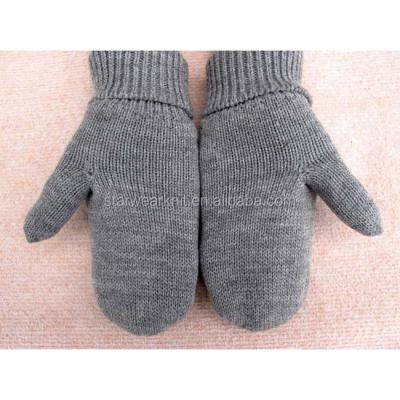 China Wholesale Jacquard Winter Pure Color Gloves Warm Gray Knitted Mittens for Girls and Boys for sale