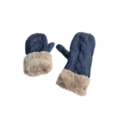 China Medium Warm Sale Acrylic Gloves 100% Velvet Lining Jacquard Pattern Wool With Silve Rope Knitted Mittens Hand Warmer for sale