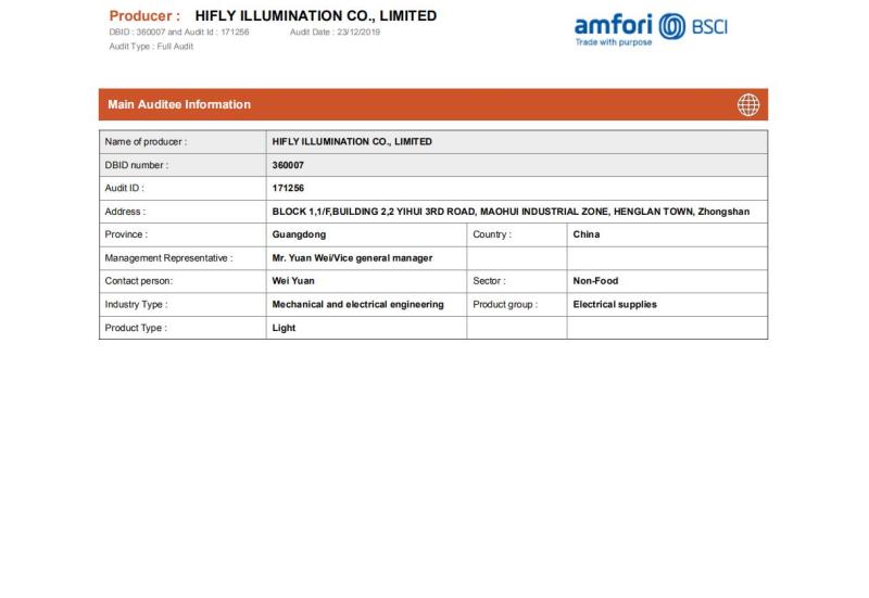 BSCI - Zhongshan Force Lighting Factory