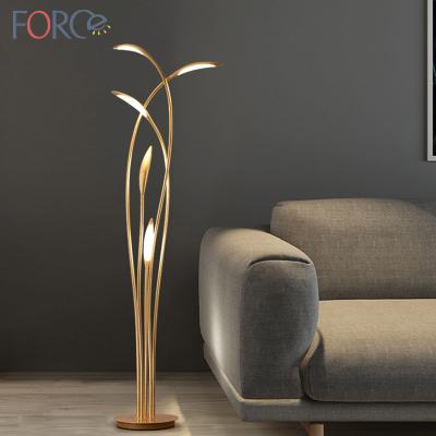 China Modern Nordic luxury hotel living room simple gold led spiral linear beam three floor lamp for sale