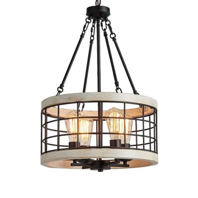 China Retro Kitchen Modern Living Room Lights Island Amazon Style Classic Industrial Handmade Wrought Iron Wooden Chandelier for sale