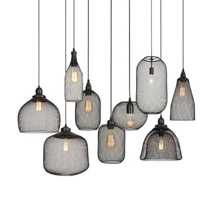 China Retro Modern Nordic Industrial Modern Decoration Iron Cage Hanging Light Black Pendant Lamp for sale