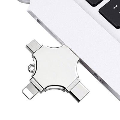 China Metal 4 in 1 Multifunctional OTG USB 3.0 Flash Drive For Type C Lightning Micro USB Computer Computer With Customized Logo for sale