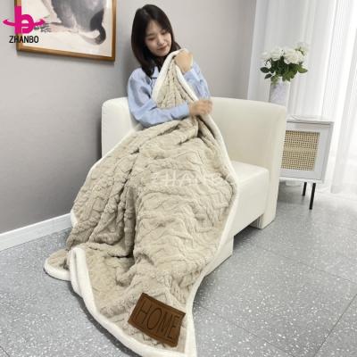 China Folded Sherpa Bed Blanket, Reversible Jacquard Plush Throw Fabric Snowflake Pattern Sherpa Texturixer Sherpa Blanket for sale