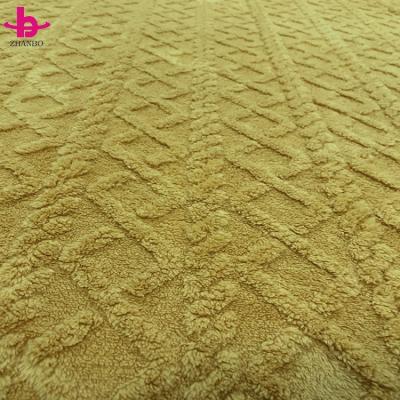 China Anti-Pull Wave Pattern Jacquard Plush Fleece Fabric Two Sided Warm Soft Warm Sherpa Fabric Jacquard Plush Fleece Fabric for sale