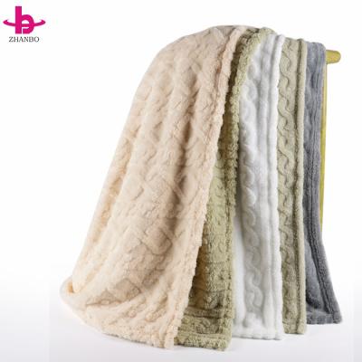 China Factory Sale 3D Sherpa Jacquard Plush Fleece Blanket Throw Blanket Folded Soft Sherpa Blanket for sale