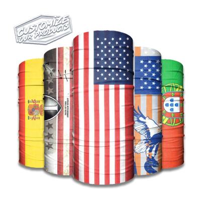 China Universal Seamless Bandana Elastic Polyester Tube Printing Infinity Scarf American Flag Custom Bandana for sale