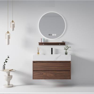 China European environmental protection simple design rock tile sink customized one-piece bathroom cabinet K351 for sale