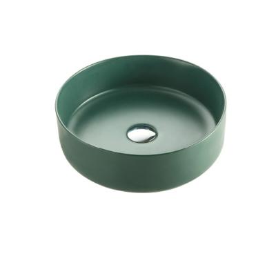 China Easy Clean Italian Ceramic Wash Basin Round Shape Green Color Matte Decorative Wash Basin K2126M8 for sale