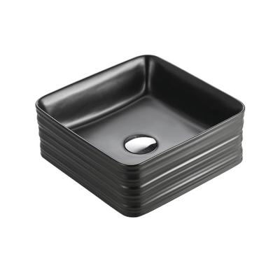 China Easy Clean European Square Bathroom Ceramic Matte Black Wash Basin K8131MB for sale