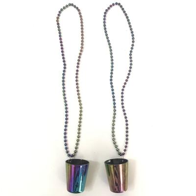 China Party Supplies Promotional Wholesale Gifts 6MM 31inch Mardi Gras Beads Shot Glass Cup Necklace for sale