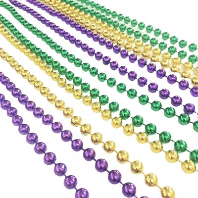 China Party Beads Wholesale Mardi Gras Party Green 10MM Purple Gold Beads Necklace for sale