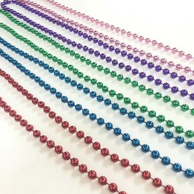 China Wholesale Party Carnival Party Supplies Mardi Grasl Beads Necklace 6MM Plastic Beads for sale