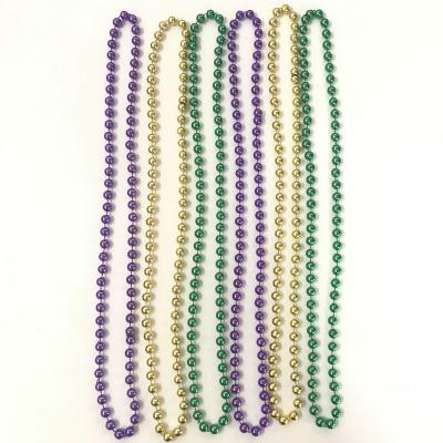 China Party Supplies Wholesale Mardi Gras Party Green 10MM Purple Gold Beads Necklace for sale