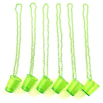 China Party supplies customized various LOGO st. Patrick's Day Green Party Shot Glass Cup Bead Necklace for sale