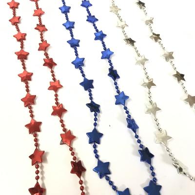 China Party Supplies American National Red, White And Blue 4th Of July Day Necklace Bead Star Decorations Five-pointed Supplies for sale