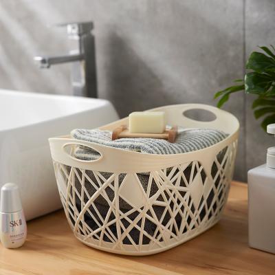 China Home Used Cosmetic Organizer Viable Plastic Storage Basket Kitchen 517 Sundries Container Snacks Desktop Toy Storage Basket Food Fruit for sale