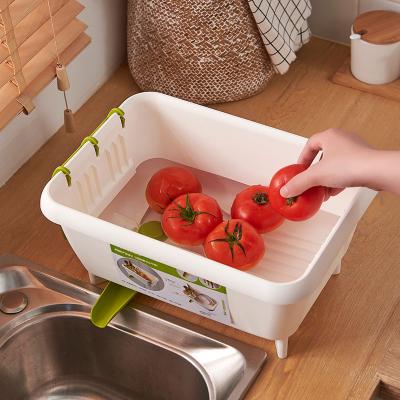 China Children's household rotating double kitchen fruit and vegetable folding drain basket household plastic creative fruit dish for sale