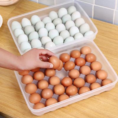 China Traditional Egg Holder Plastic Refrigerator Egg Storage Container For Refrigerator Large Capacity Slide Design Household Storage Box for sale