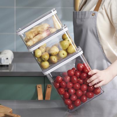 China Freshness Preservation 3pcs Plastic Storage Rectangular Pantry Food Barrel Snack Organizer Kitchen Caja de almacenaje Organizer Box Fridge Storage Jar for sale