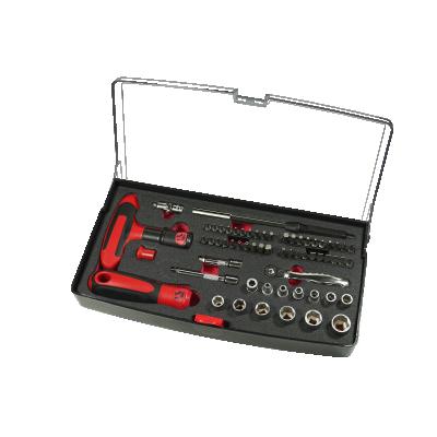 China Easy Carry 61 Pcs Interchangeable Socket Bit Set With T Bar Handle Bit Tool Kit Screwdriver for sale