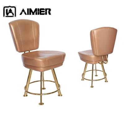 China Contemporary Modern Durable Aimier Chair Four Legs Fixed Poker Chairs Yellow Genuine Leather Casino Chairs for sale