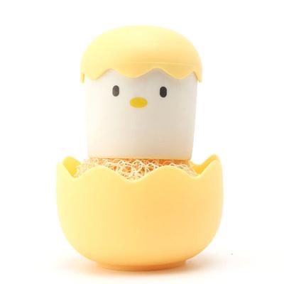 China Sustainable Cartoon Eggshell Fiber Ball Sweep Removable Handle Variable Brush Head With Decontamination Kitchenware Lower Cl for sale