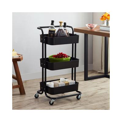 China Multifunctional 3 Tier Kitchen Storage Rack Rotating Square Kitchen Rack Basket Household Items Fruit And Vegetable Storage Rack for sale