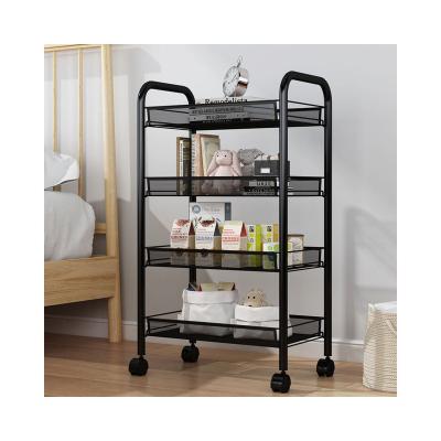 China Viable Standing Multi-Layer Wheeled Movable Hand Cart Cart for Toy Organizer Corner Shelf Bathroom Kitchen Storage Rack for sale