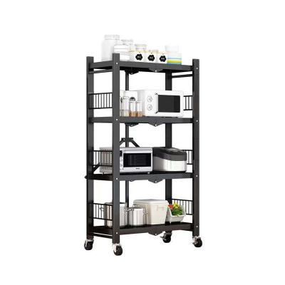 China 3 Tier Storage Sustainable Folding Shelves For Kitchen Storage Foldable Shelf Rack for sale