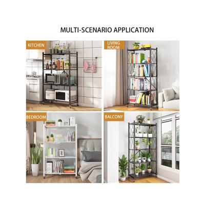 China Three-Layer Layer Metal Folding Home Shelf Storage Multi Sustainable Folding Steel Shelf Shelves Racks for sale