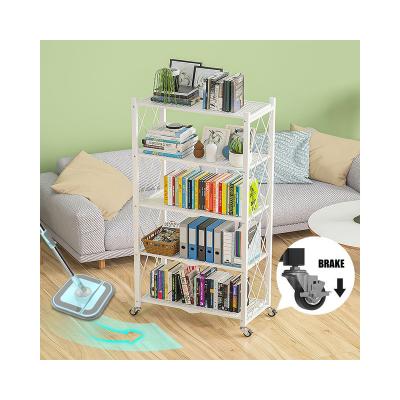 China Sustainable Collapsible Kitchen Storage Shelf Folding Metal Organizer Wire Shelf Rack Shelves for sale