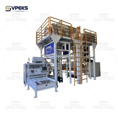 China Cement Bags Carton Valve Bag Filling System With Robotic Palletizer for sale