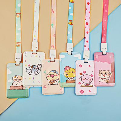 China Factory Wholesale Excellent Cute Anime Cartoon Full Color Plastic ID Badge Holder With Lanyards for sale